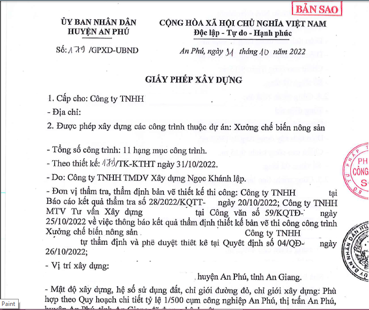 Giấy phép xây dựng của công trình do công ty Ngọc Khánh thiết kế